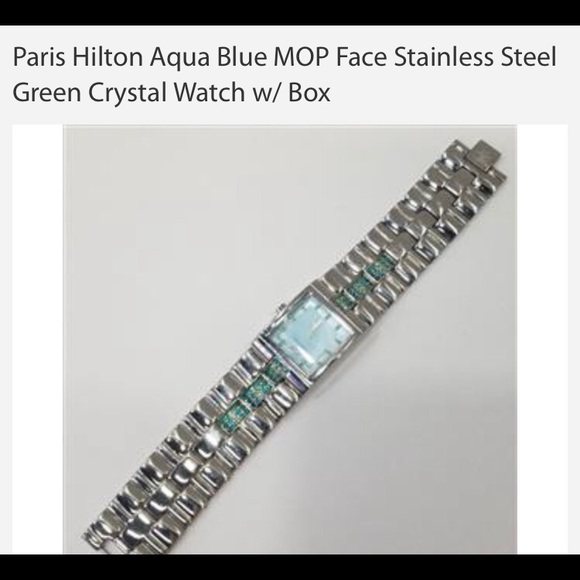 NWT Paris Hilton Stainless Steel Watch with aqua face - Picture 2 of 6